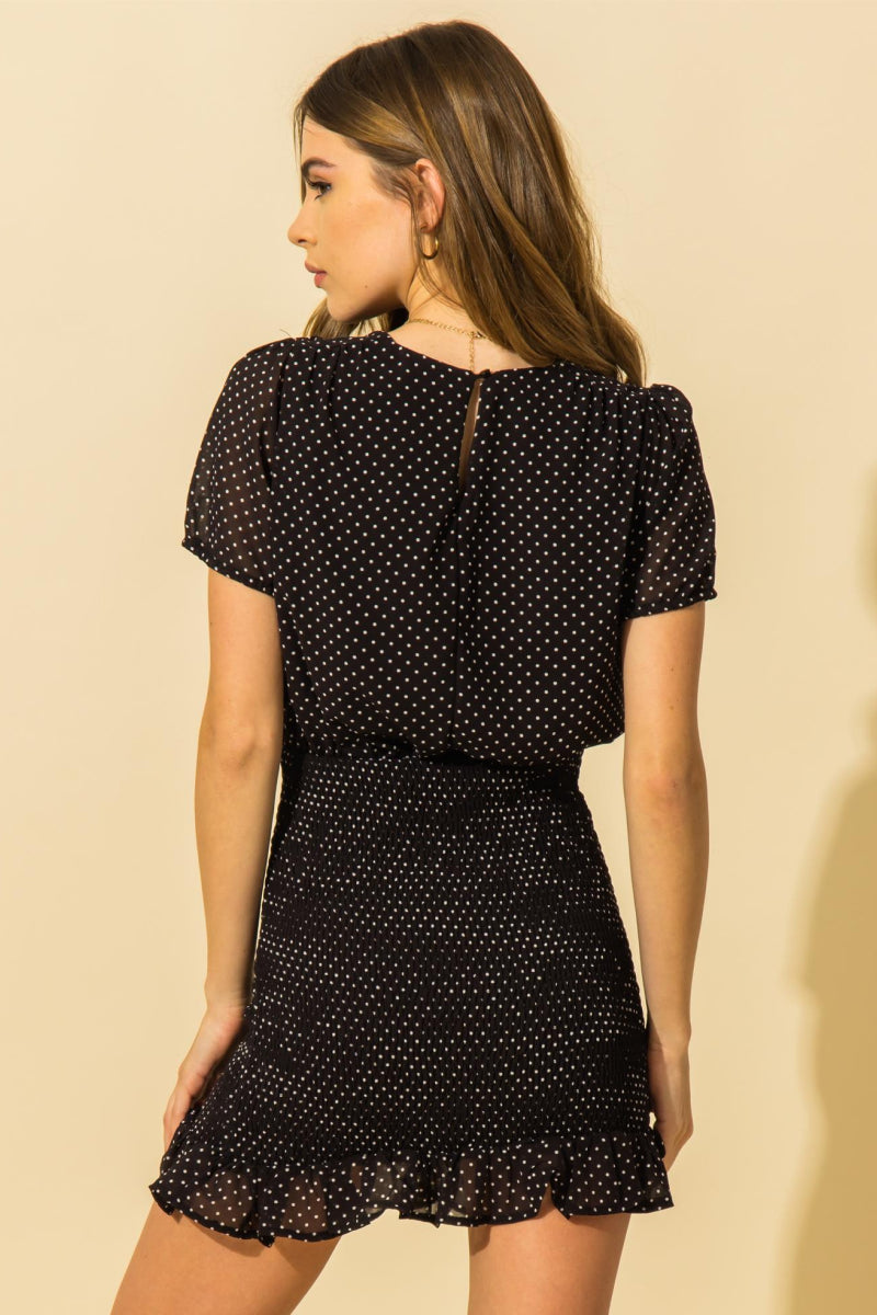 Polka Dot Ruffle Detailed Dress
