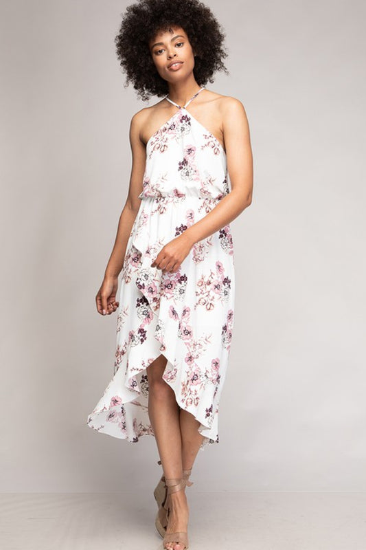Floral Midi High-Low Dress