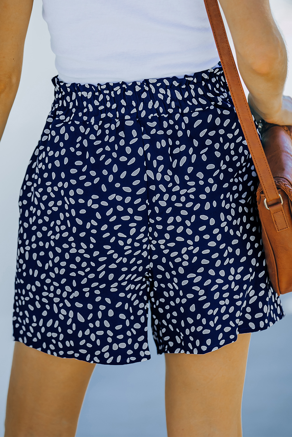 Blue Spotted Print Loose Casual High Waist Shorts