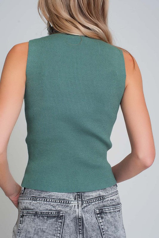 Sleeveless High Neck Top