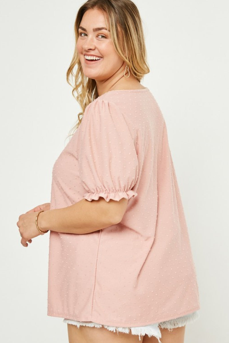 Square Neck Swiss Dot Knit Top