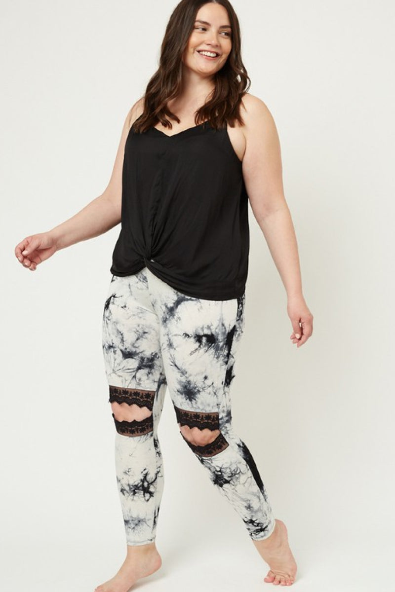 Tye Dye Lace Cutout Leggings