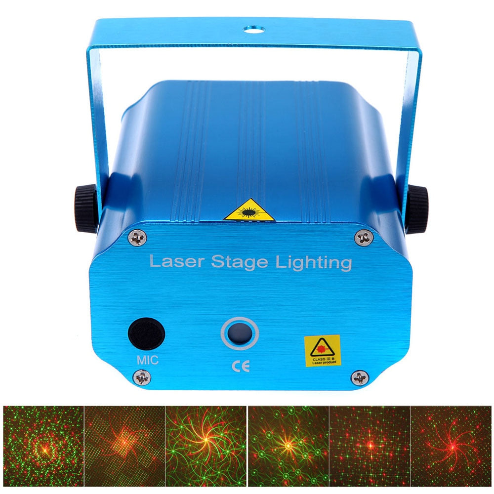 Mini LED Laser Projector Christmas Decorations Laser Disco Light Laser Light Dj Voice-activated DJ Disco Xmas Party Club Light