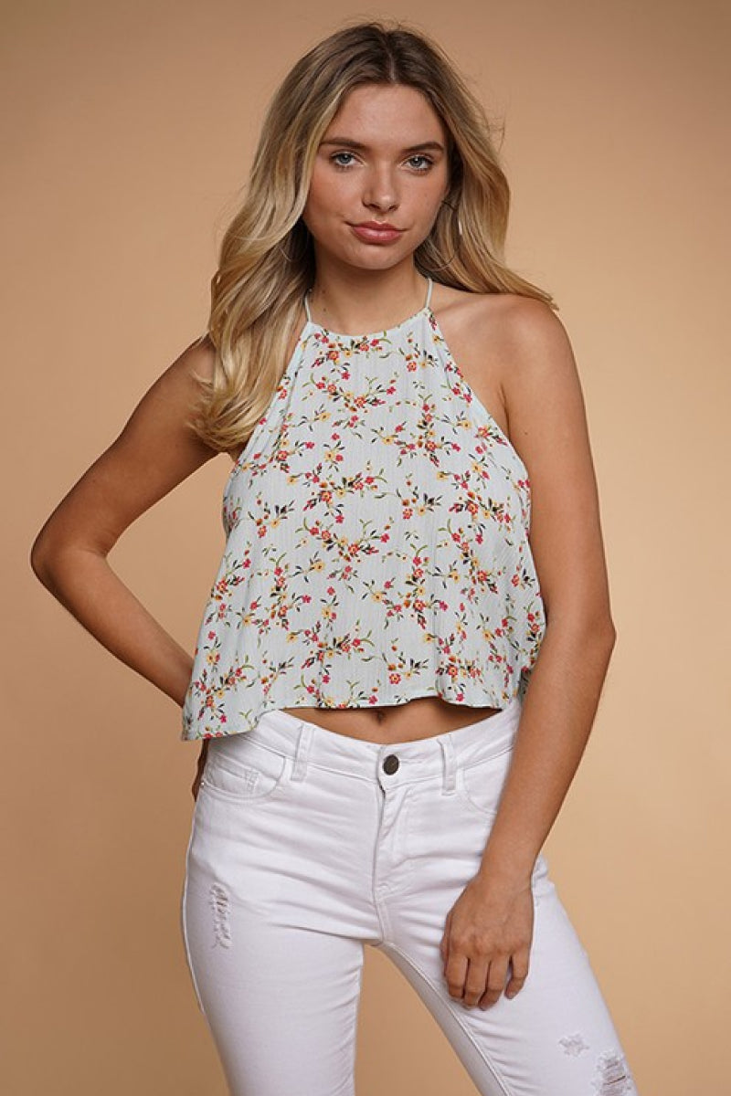 Halter Cut Floral Crop Top