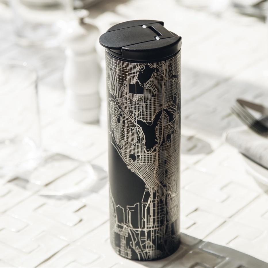 Cornwall - Vermont Engraved Map Tumbler in Matte Black