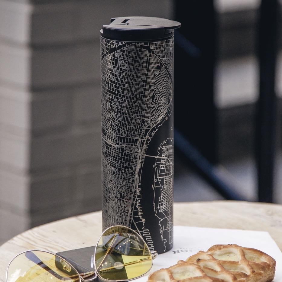 Cornwall - Vermont Engraved Map Tumbler in Matte Black