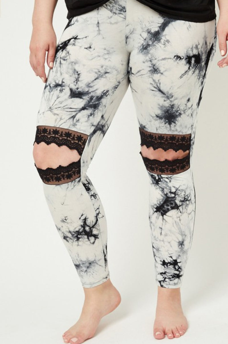 Tye Dye Lace Cutout Leggings