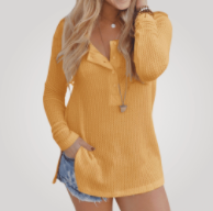 Waffle Knit Loose Fitting Tunic Blouse